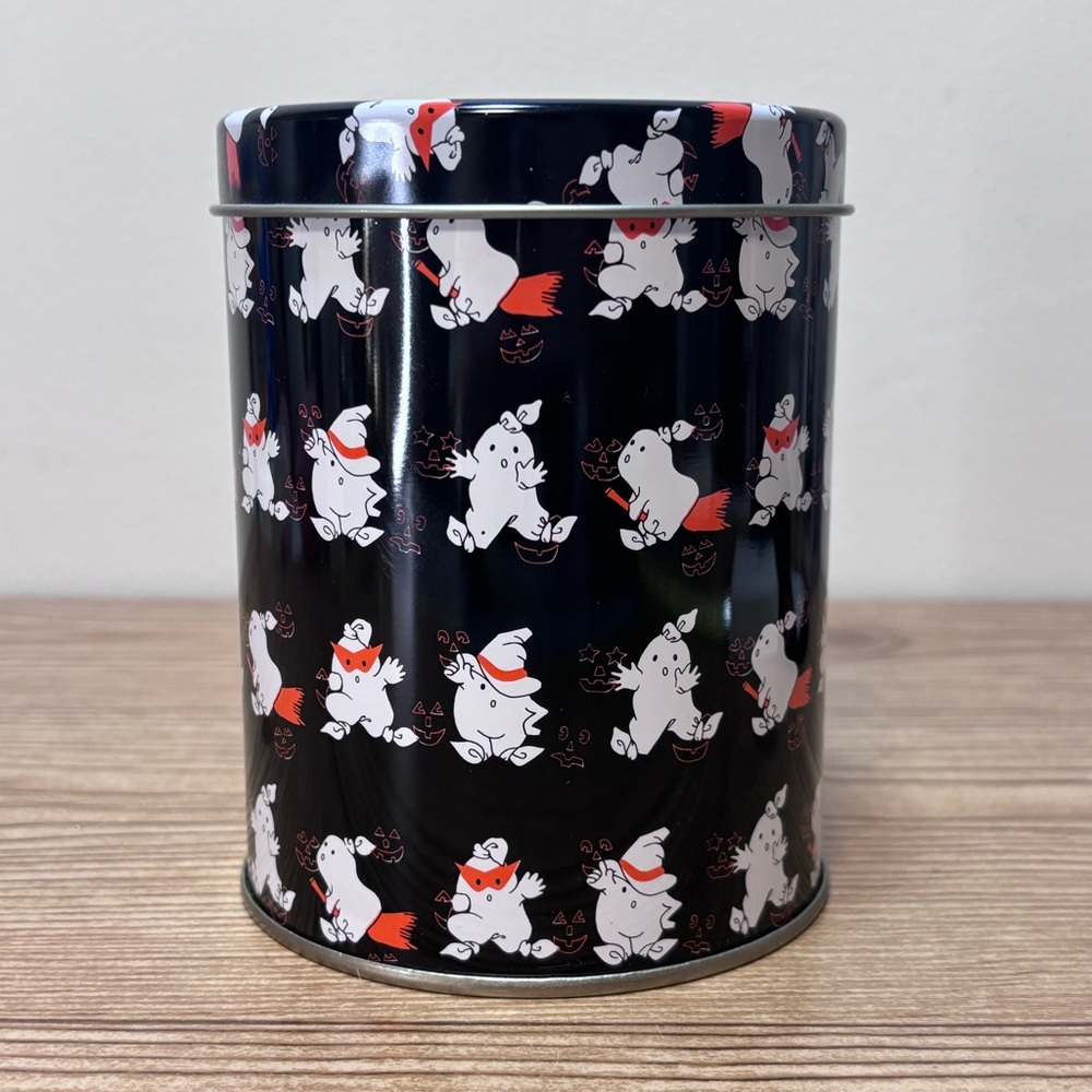 Vintage Halloween Tin With Ghost Pattern